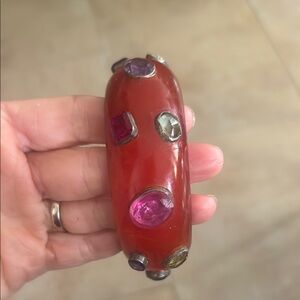 Elegant Red and Silver Women's Bracelet